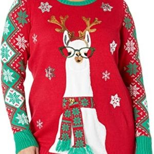 33 Degrees Red Llama Christmas Sweater 